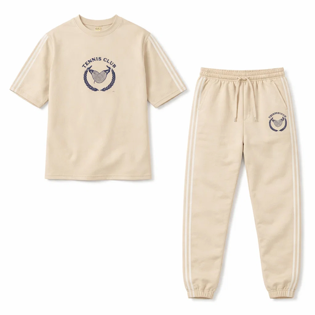 ست تیشرت و شلوار مردانه بنگال کش مدل Atrin-کرم