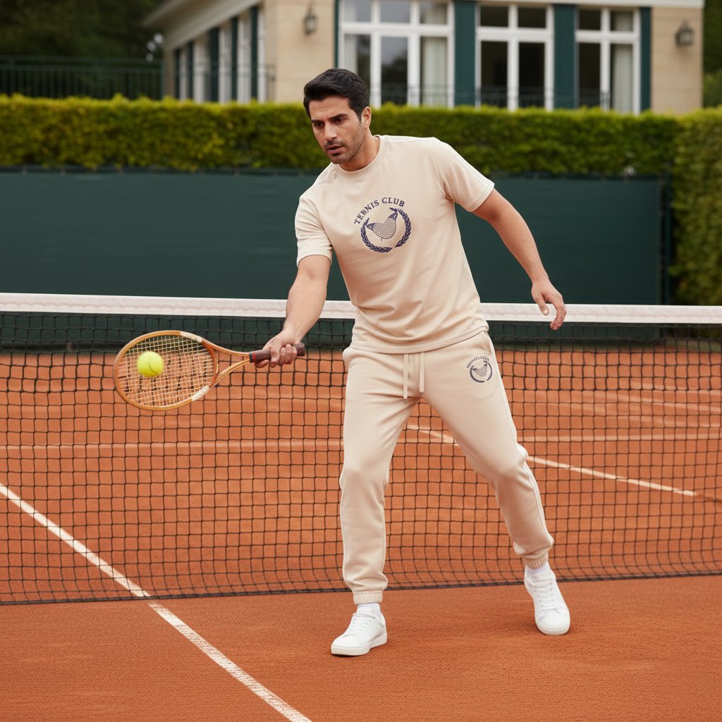 ست تیشرت و شلوار مردانه بنگال کش مدل Atrin-کرم