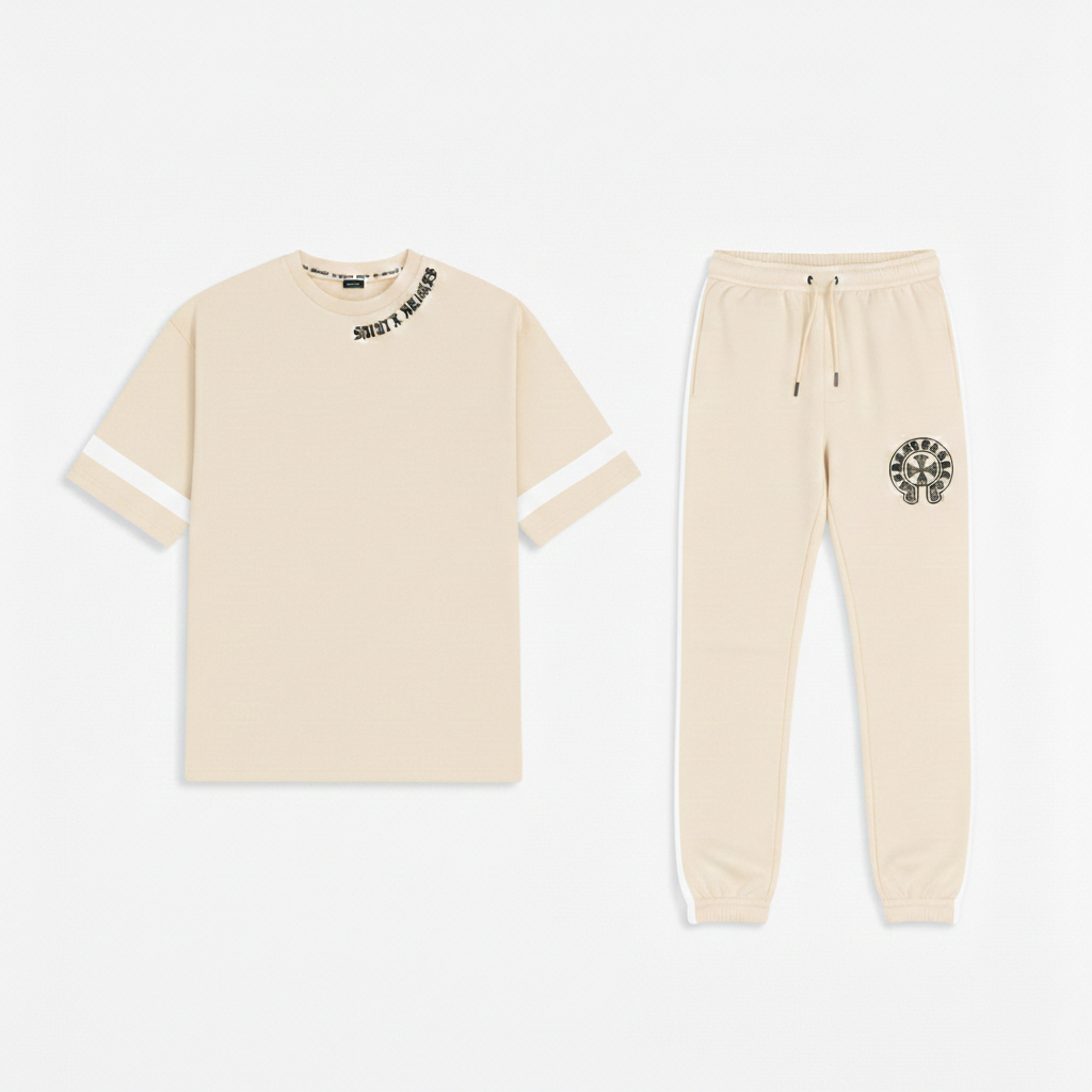 ست تیشرت و شلوار مردانه بنگال کش مدل Salar-کرم